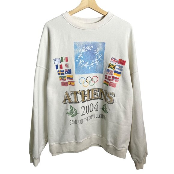 Abercrombie & Fitch Mens 2004 Olympics Athens Greece Sweatshirt White XXL Retro - Picture 1 of 11